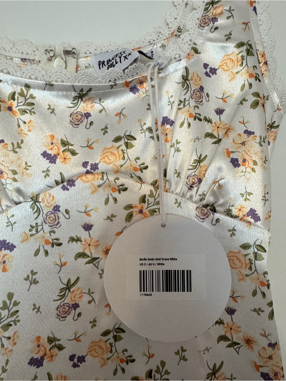 Princess Polly, Berlin Dress, Satin Floral Midi version, Aus 6/US 2/XS/S - Picture 10 of 12